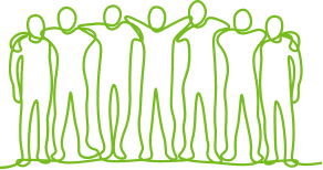 business team arms around each other icon