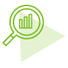 bar graph within magnifying glass icon commercial utility analysis