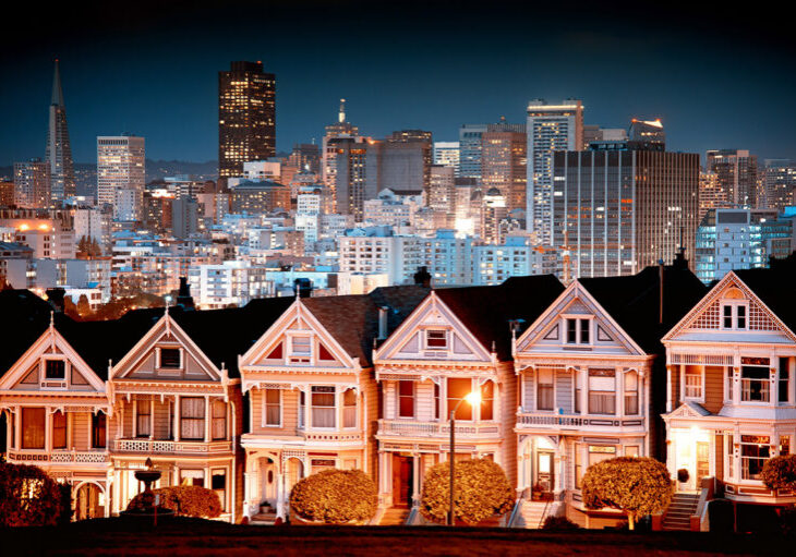 Urban landscape composite of San Francisco.